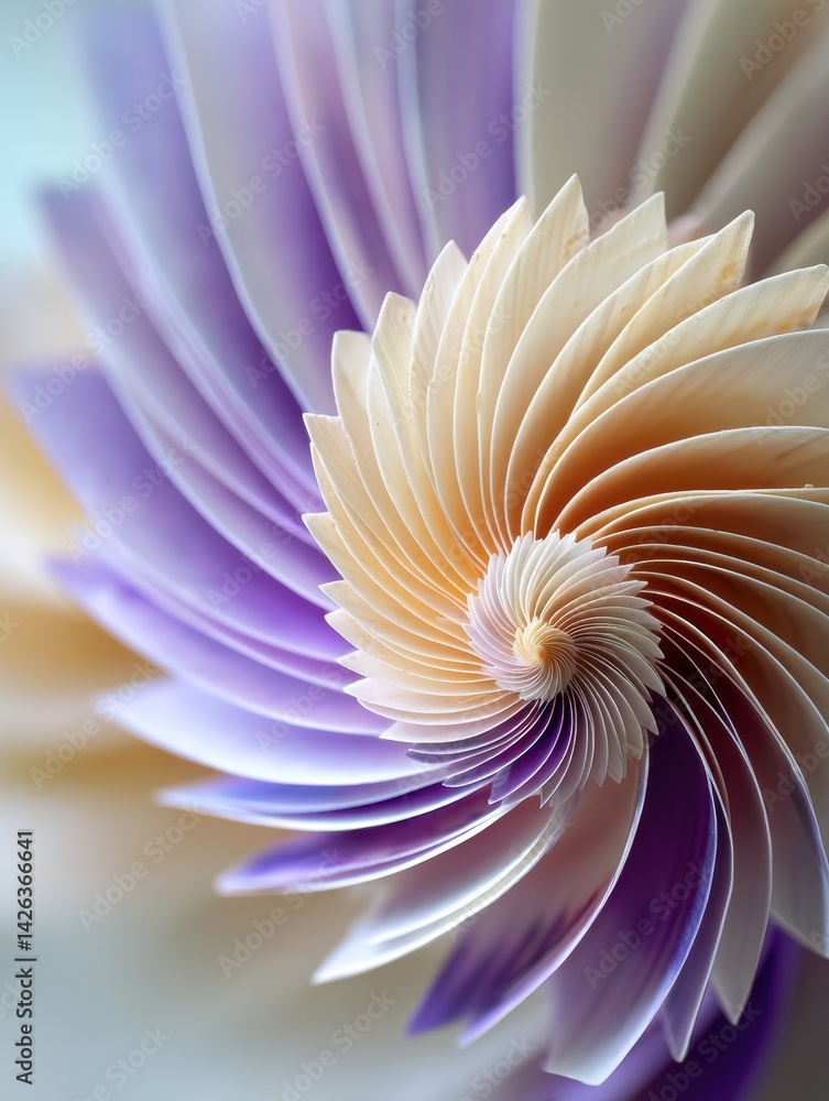 Poster Exploring the Intricate Spiral Structure of a Seashell With Beautiful Pastel Hues in Soft Focus