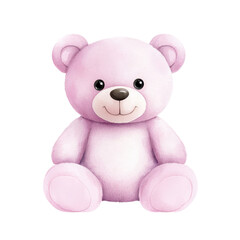 Obraz premium A cute pink teddy bear plush toy perfectly crafted for children. isolated against a transparent background.