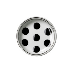 Small White Ceramic Dish with Black Polka Dots, Top View