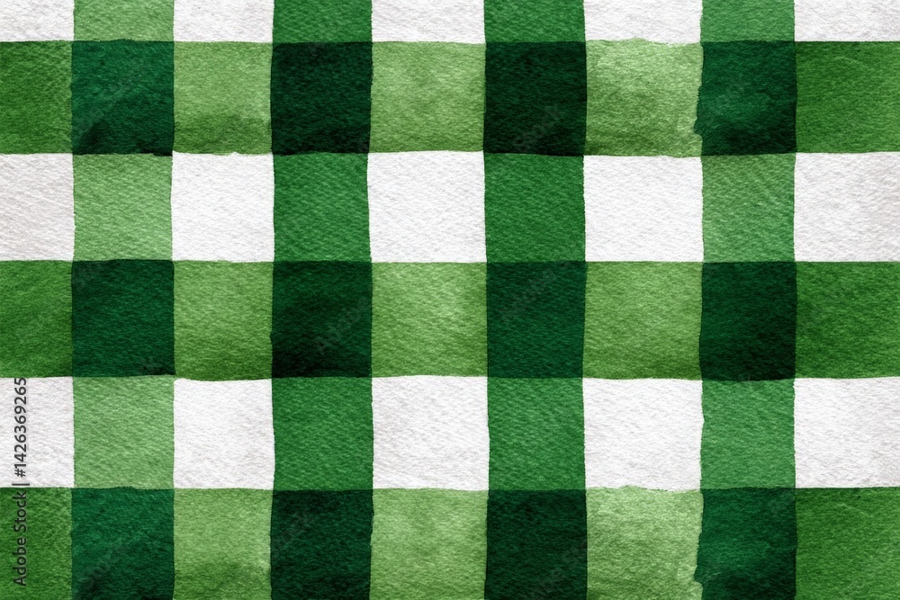 Poster green checkered pattern in watercolor style creates a vibrant, textured backdrop for various decorat