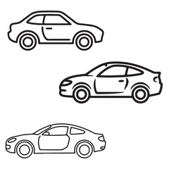 car icons line art outline black vector various silhouettes 