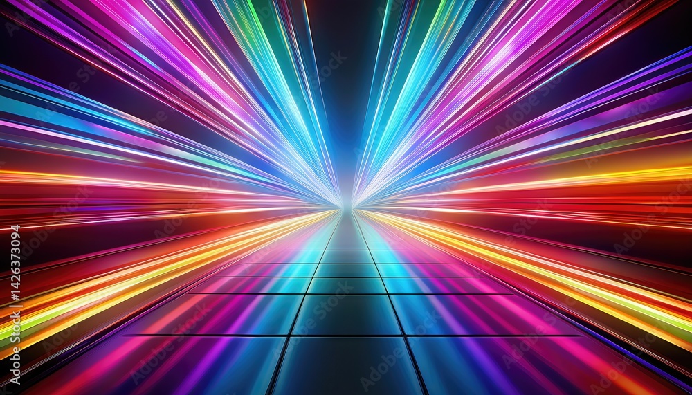 Aufkleber vibrant kaleidoscope of light streams transforming a white surface into a mesmerizing spectacle at ,