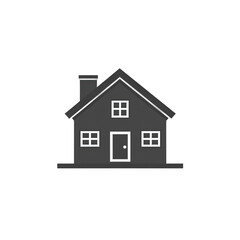 A simple, modern house illustration featuring a gray exterior, a chimney, and a door, suitable for real estate or home design concepts , isolated on white or transparent png