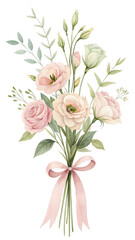 Romantic Bouquet Gift for Mother's Day, Natural Bouquet with Pink and White Roses, Transparent Background