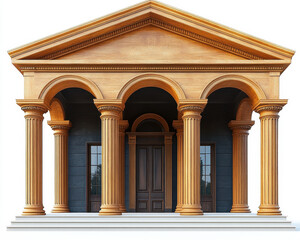 Naklejka premium Hyper-realistic Architectural Entablature with Classical Columns on White Background