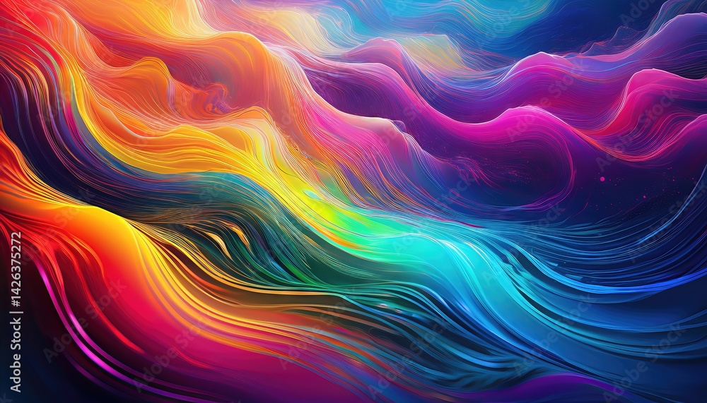 Poster vibrant abstract water flow a kaleidoscope of colors and textures swirling in motion, creating a dyn