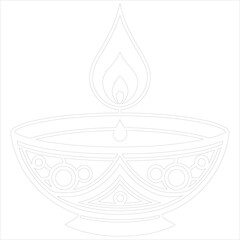 Diwali Lamp Silhouette Vector Elegant Line Art for Festival Designs