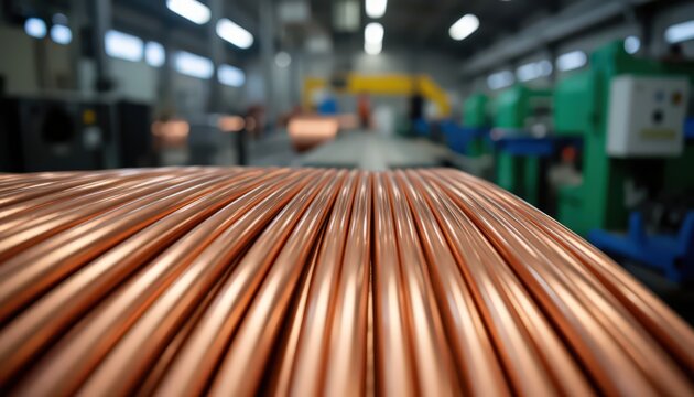 Copper Coil in Industrial Setting: Manufacturing and Production of Metal
