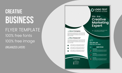 Corporate a4 business flyer with Creative Shapes vector & professional design.