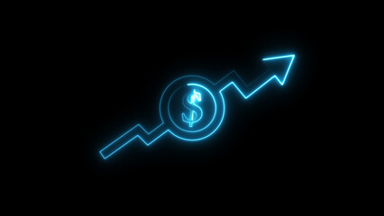 Growth business and economy, dollar coin with arrows pointing up Isolated on Black Background