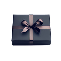 A heart-shaped gift box made of lace ribbon, a rectangular gift box with elegant navy blue wrapping, on a transparent backgrounds