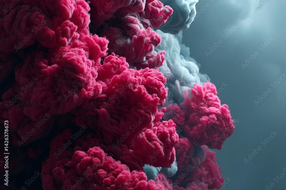 Aufkleber colorful smoke billowing in shades of pink and gray against a soft background creates an abstract vi