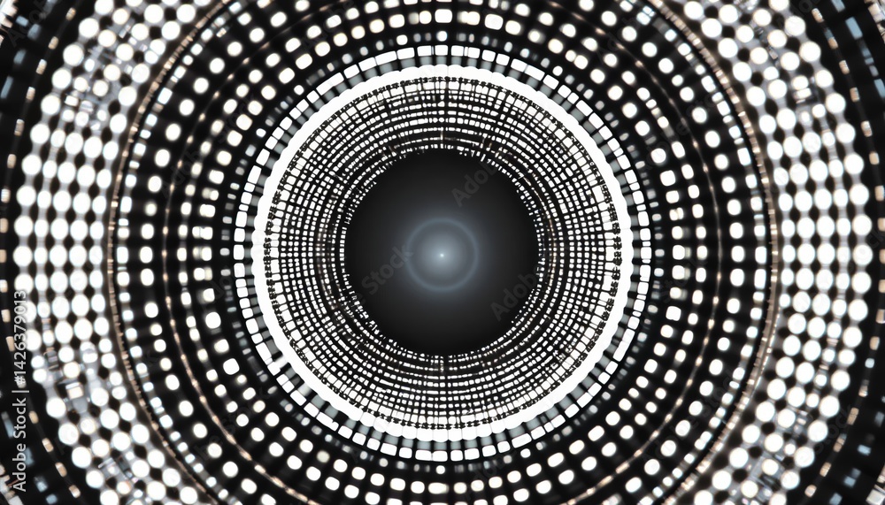 Poster dynamic light patterns in a circular motion abstract art installation indoor gallery modern environm