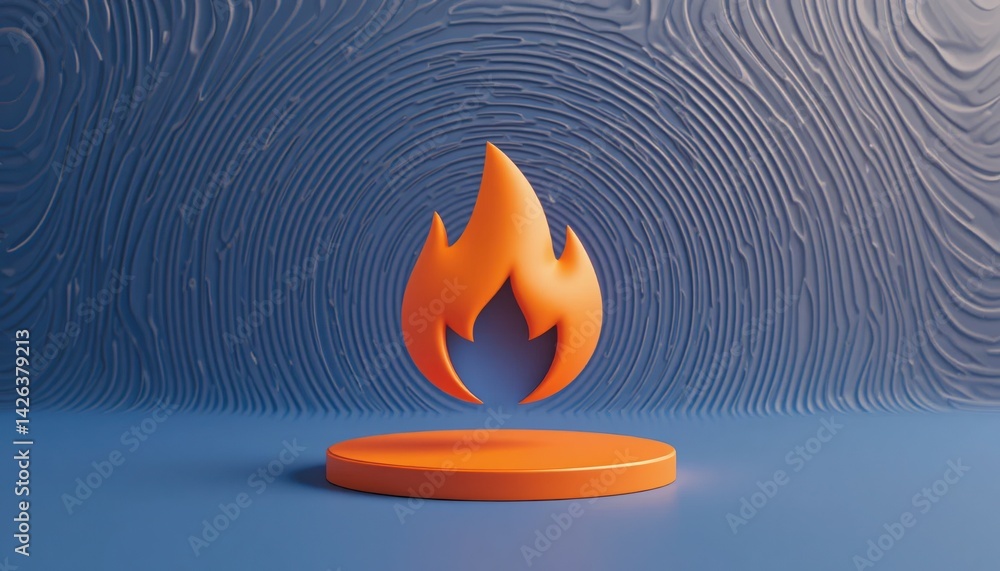 Poster dynamic flame animation on solid base modern design showcase 3d render creative studio close-up visu