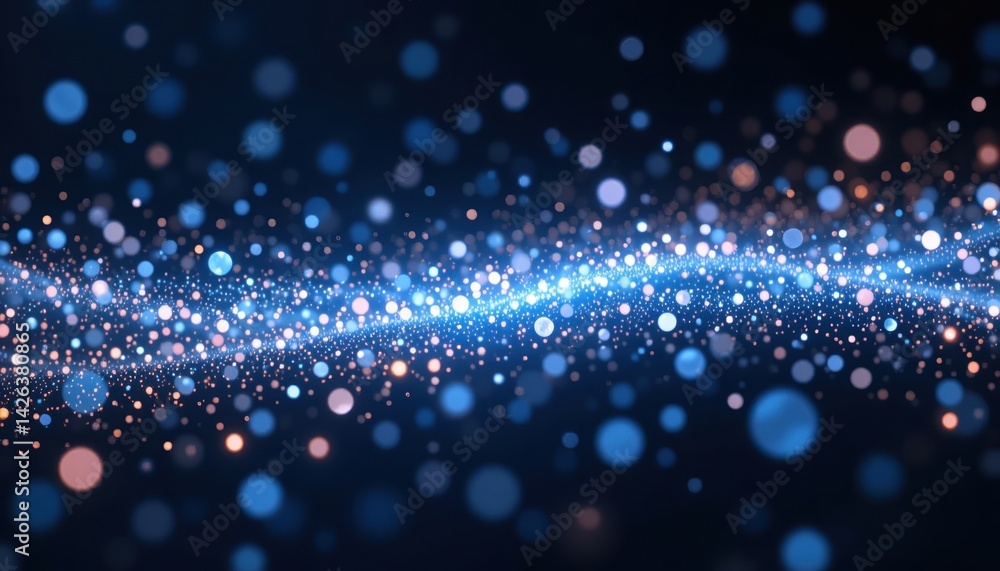 Poster dynamic light particles moving in a vibrant pattern abstract digital art dark background motion grap