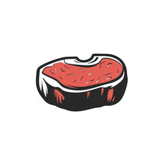 A vibrant illustration of a juicy steak, showcasing its marbled texture and rich color, perfect for culinary use or food-related content , isolated on white or transparent png