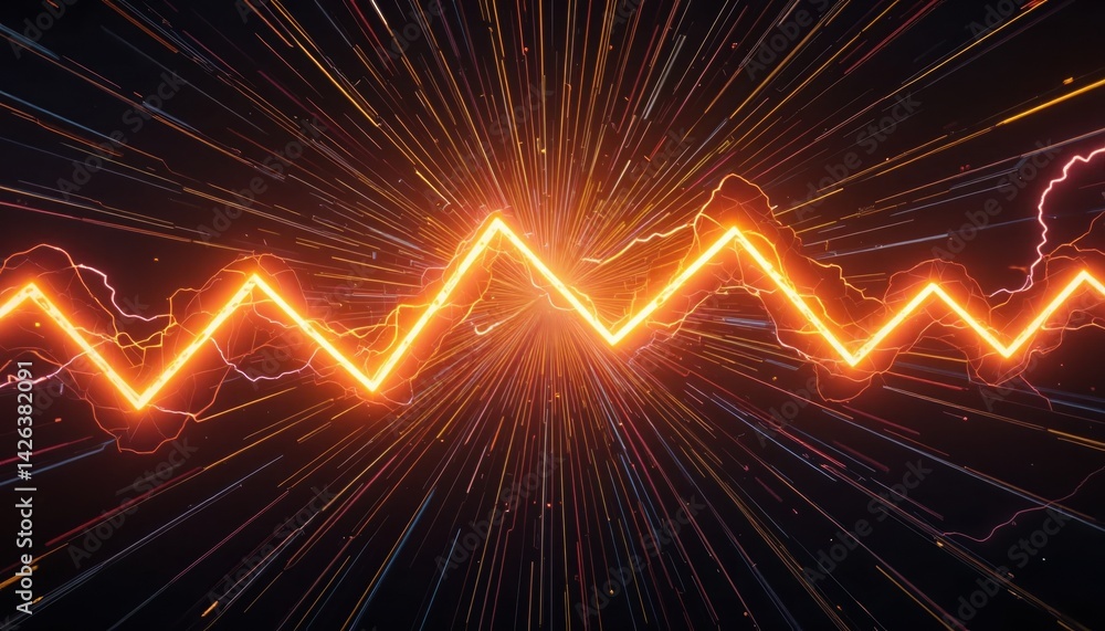 Poster dynamic lightning wave display abstract background digital art dark environment close-up viewpoint e