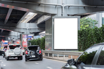 Mockup of a freeway billboard with white space for advertising. Clipping path.