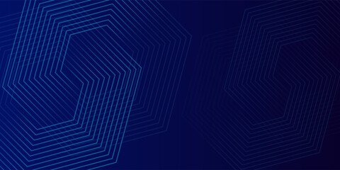 Dark blue background with hexagon geometric lines pattern. Abstract shiny hexagon lines. Futuristic technology concept