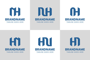 Letters NH and HN Monogram Logo Set, suitable for any business with HN or NH initials
