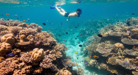 Underwater snorkeling, coral reef