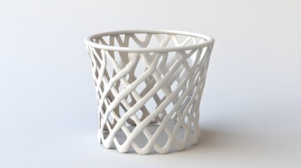 White Woven Basket Studio Shot.