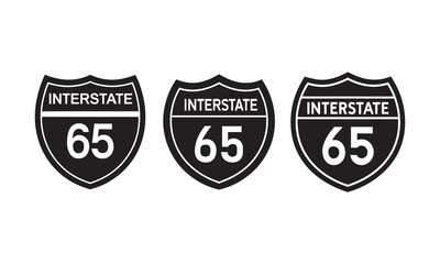  Interstate 65 Highway Sign Vector, Interstate highway 65 road sign, Black version  © Jahida