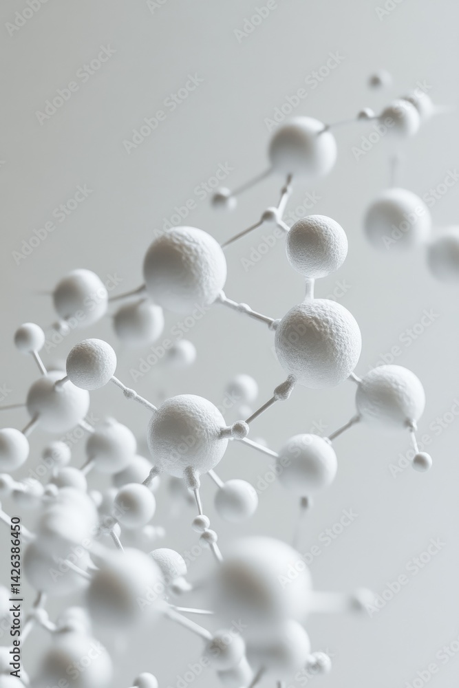Poster abstract white molecular structure 3d rendering