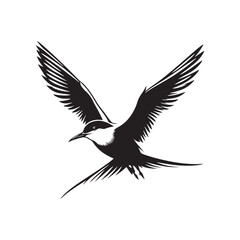Obraz premium Minimalist Arctic tern Silhouette - Vector of Arctic tern - Black and White Arctic tern bird Design - Artic tern Illustration.