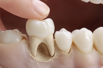 Fototapeta premium When baby teeth become infected with caries, they can fall out, break, and turn black, at which point medical treatment with medicine is necessary