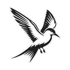 Minimalist Arctic tern Silhouette - Vector of Arctic tern - Black and White Arctic tern bird Design - Artic tern Illustration.