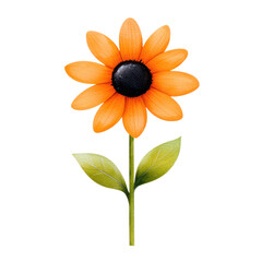 A vibrant orange flower with green leaves, perfect for nature themes. isolated against a transparent background.