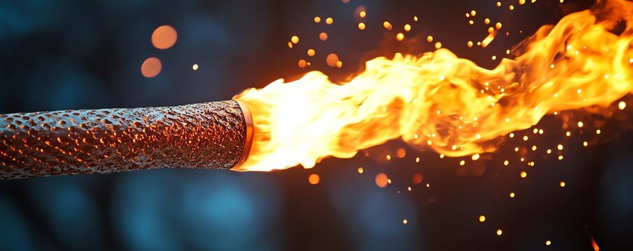 A powerful moment as the Olympic torch is passed, symbolizing unity and the spirit of competition during the Olympic Games.