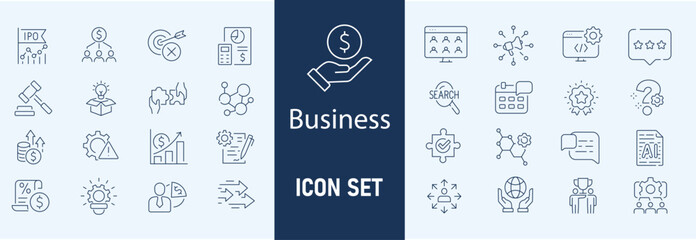 Business people, human resources, office management - thin line web icon set. Outline icons collection. Simple vector illustration