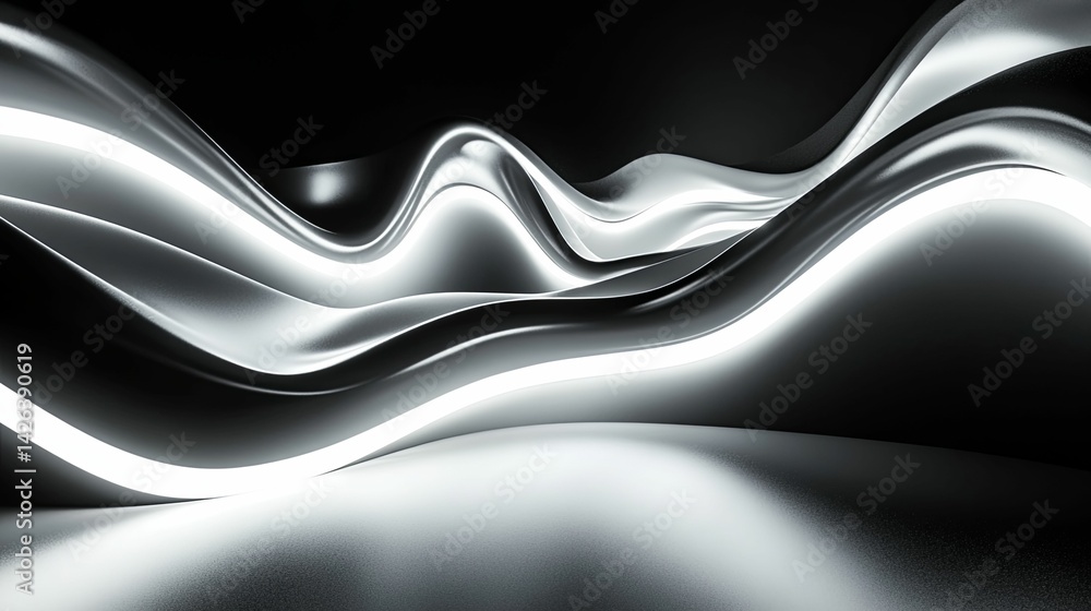Poster abstract design with dynamic, flowing shapes.