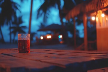 Drink on beach at night