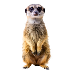 Standing meerkat isolated on white background