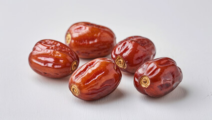 Fresh Medjool Dates On White Background For Healthy Snack Or Dessert