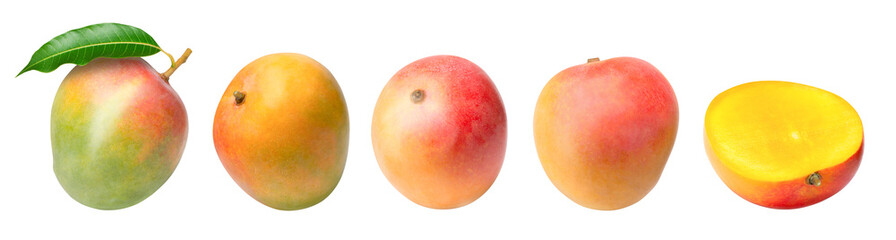 Set of red mango on white background