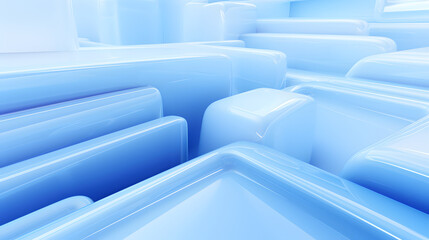 3d rendering of white and blue abstract geometric background. Scene for advertising, technology, showcase, banner, game, sport, cosmetic, business, metaverse. Sci-Fi Illustration. Product display