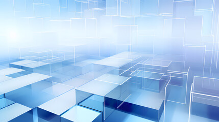 3d rendering of white and blue abstract geometric background. Scene for advertising, technology, showcase, banner, game, sport, cosmetic, business, metaverse. Sci-Fi Illustration. Product display