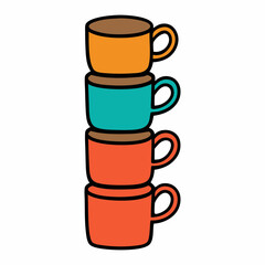 colorful cups on white background