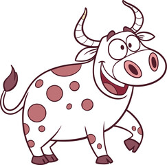Bull Illustration With Happy Face
