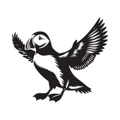 Silhouette of Atlantic puffin - Minimalist Atlantic puffin Vector - Atlantic puffin art - Black and White Atlantic puffin Illustration.