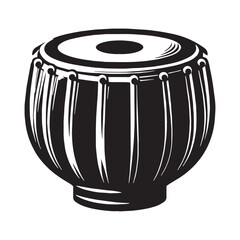 Traditional Tabla silhouette, heartbeat of Indian music – Tabla illustration – Minimalist Tabla vector – Musical instrument silhouette

