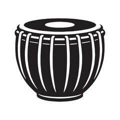 Rhythmic Tabla silhouette, essence of classical percussion – Tabla illustration – Minimalist Tabla vector – Musical instrument silhouette

