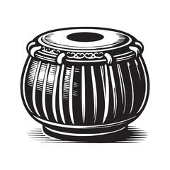 Elegant Tabla silhouette, crafted for timeless rhythm – Tabla illustration – Minimalist Tabla vector – Musical instrument silhouette

