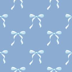 cute festive bows. Watercolor seamless pattern for birthday, valentine's day, mother's day, Christmas. Background for textile and wrapping paper
