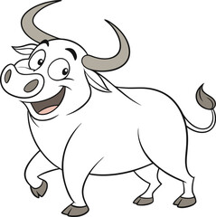 vector illustration of cartoon bull