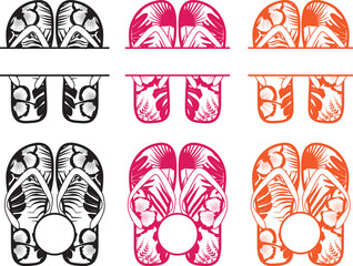 Flip Flops Monogram Frame, Flip Flops Tropical, Flip Flops Cut Files © TrangNBVN